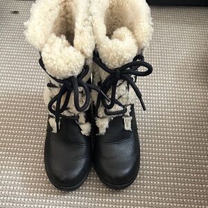Sorel Black and Cream Fleece-Lined Boots